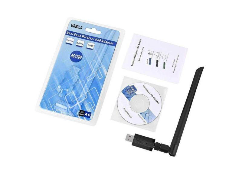 USB Wifi Adapter - USB 3.0 Wireless 1200Mbps Dual Band 2.4GHz 5.8GHz Wireless Lan Network Card Dongle with High Gain 5dBi Antenna For Desktop Laptop PC, Windows XP Vista 7 8 8.1 10, Mac, Linux