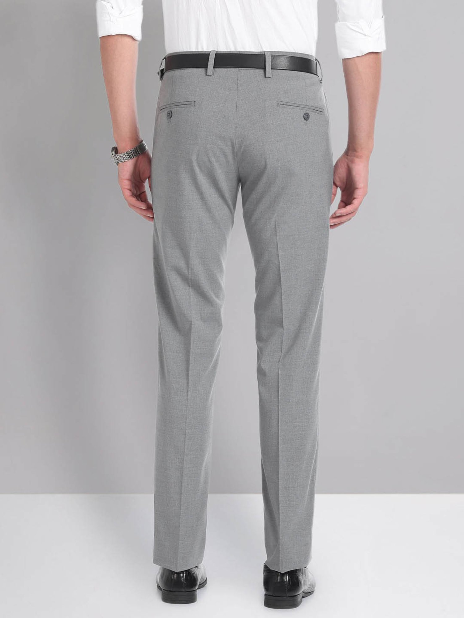 AD by Arvind Grey Slim Fit Trousers