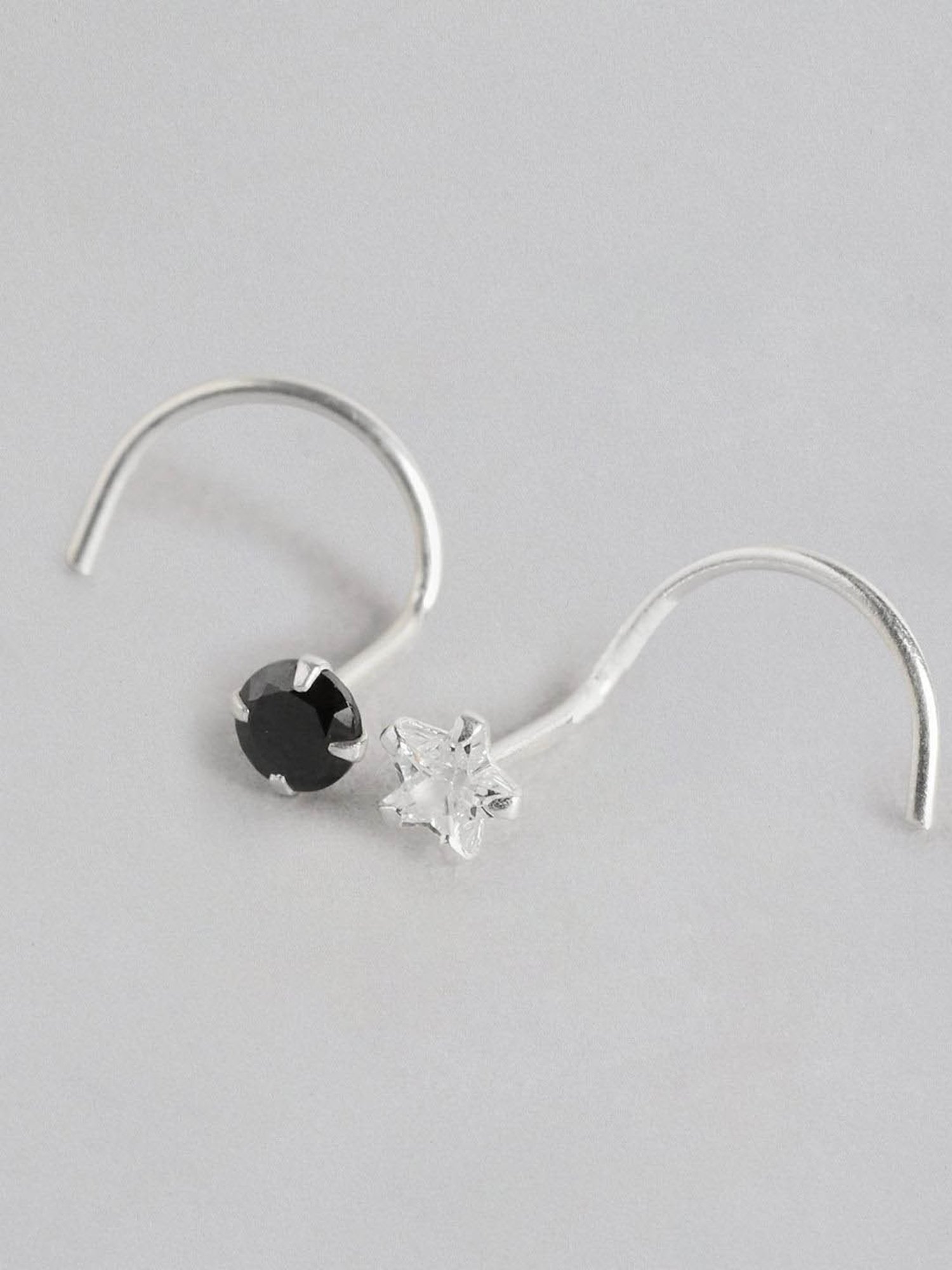 Zavya 925 Silver Minimal Nose Pin for Women - Set of 2