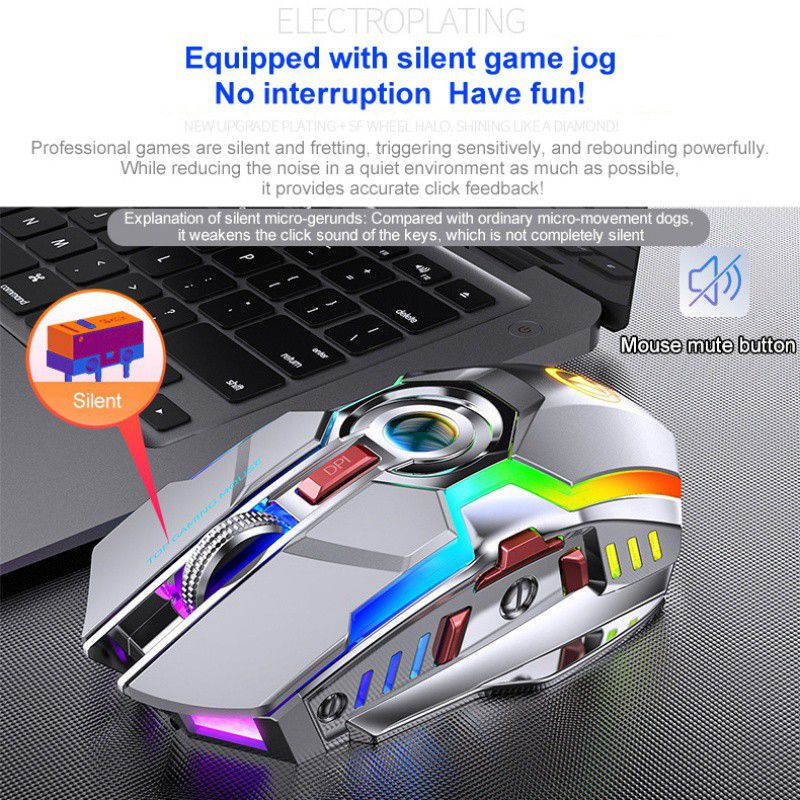A5 Wireless Mouse, Rechargeable Game, RGB Light-emitting Mute, Silent Computer Accessories, Lithium Battery 500 MAh