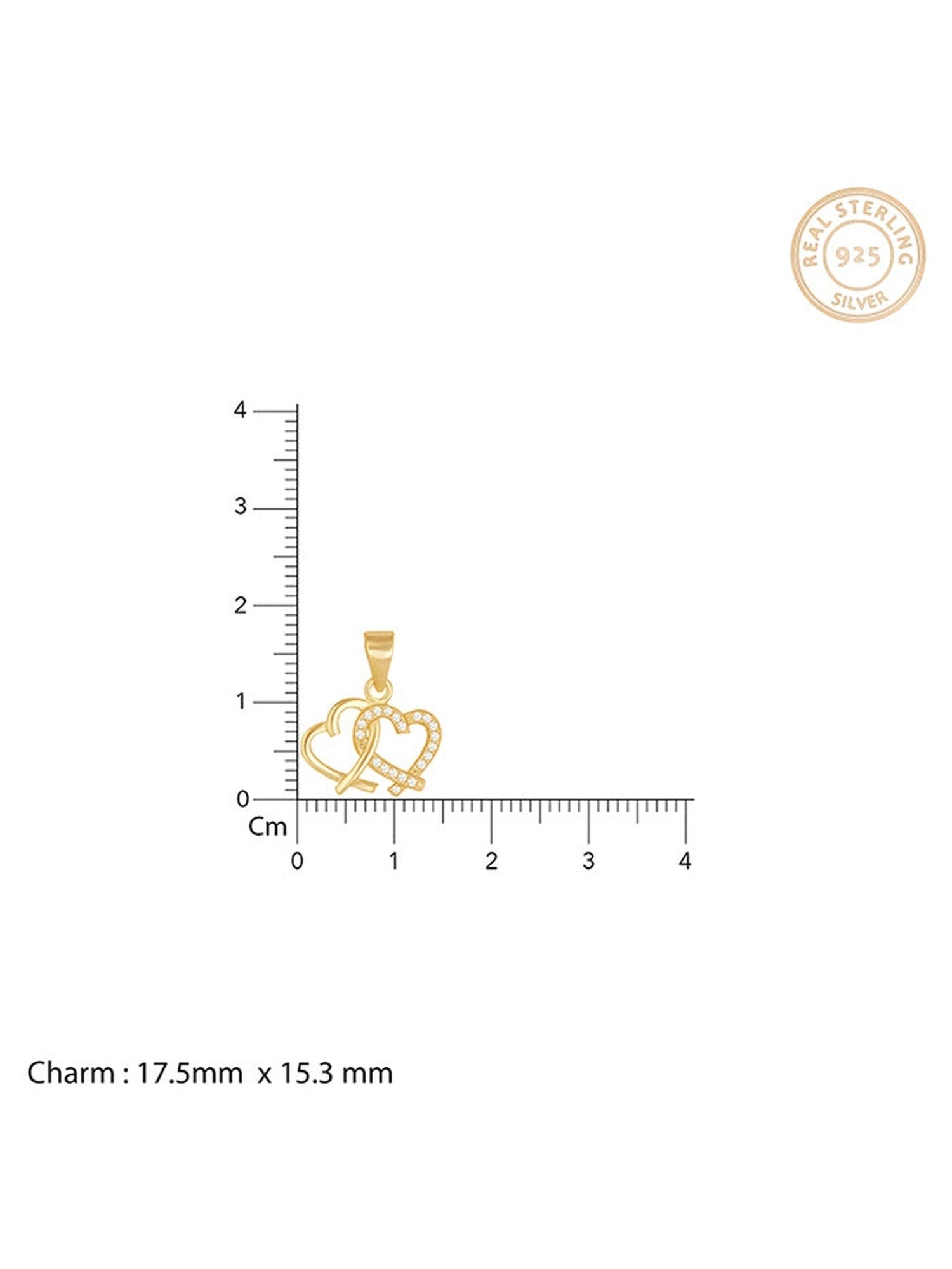 GIVA 92.5 Sterling Silver Golden Bonding Hearts Pendant with Link Chain