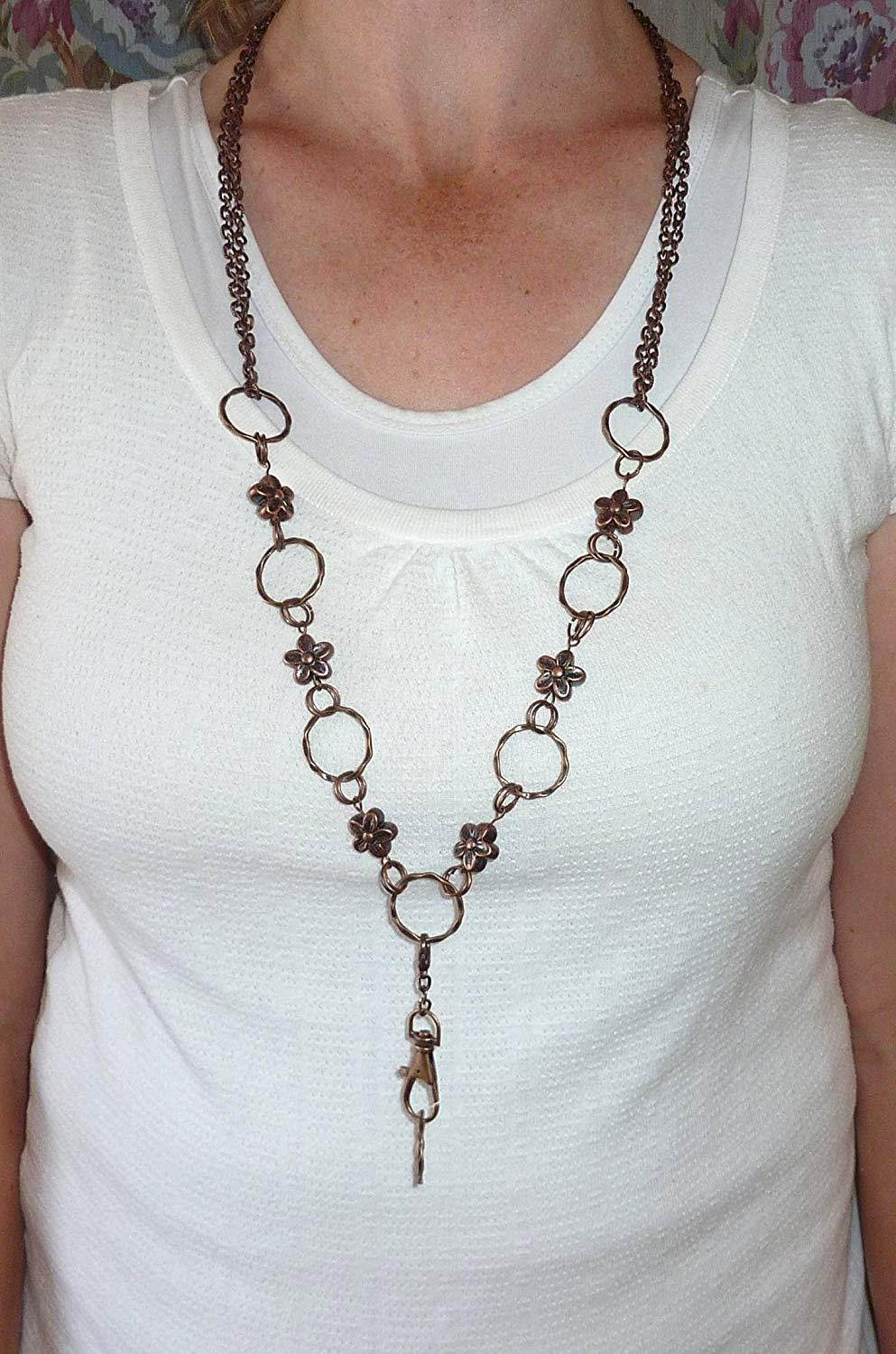 Hidden Hollow Circle Bronze Women's Fashion Lanyard, ID Badge Holder (Breakaway)