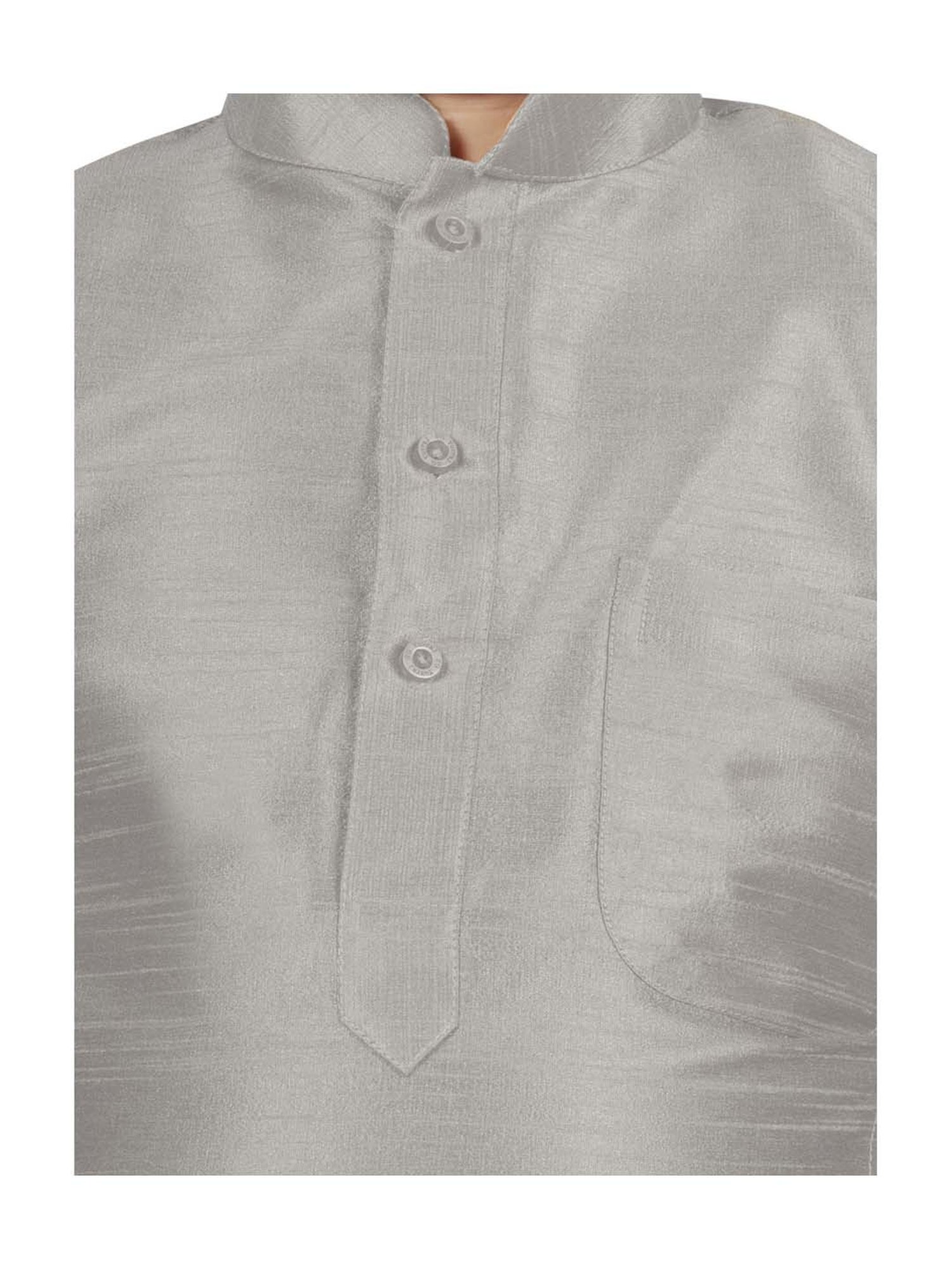 SG Yuvraj Kids Peach & Grey Textured Pattern Full Sleeves Kurta Set