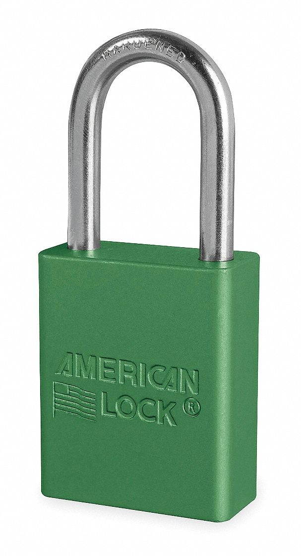 Padlock, Alike Key Type, Aluminum, Green