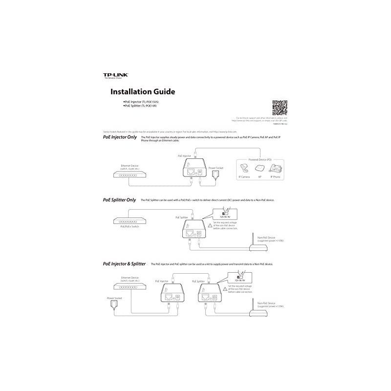 802.3af Gigabit PoE Injector | Convert Non-PoE to PoE Adapter | Auto Detects the Required Power, up to 15.4W | Plug & Play | Distance Up to 100 meters (328 ft.) | Black (TL-PoE150S)
