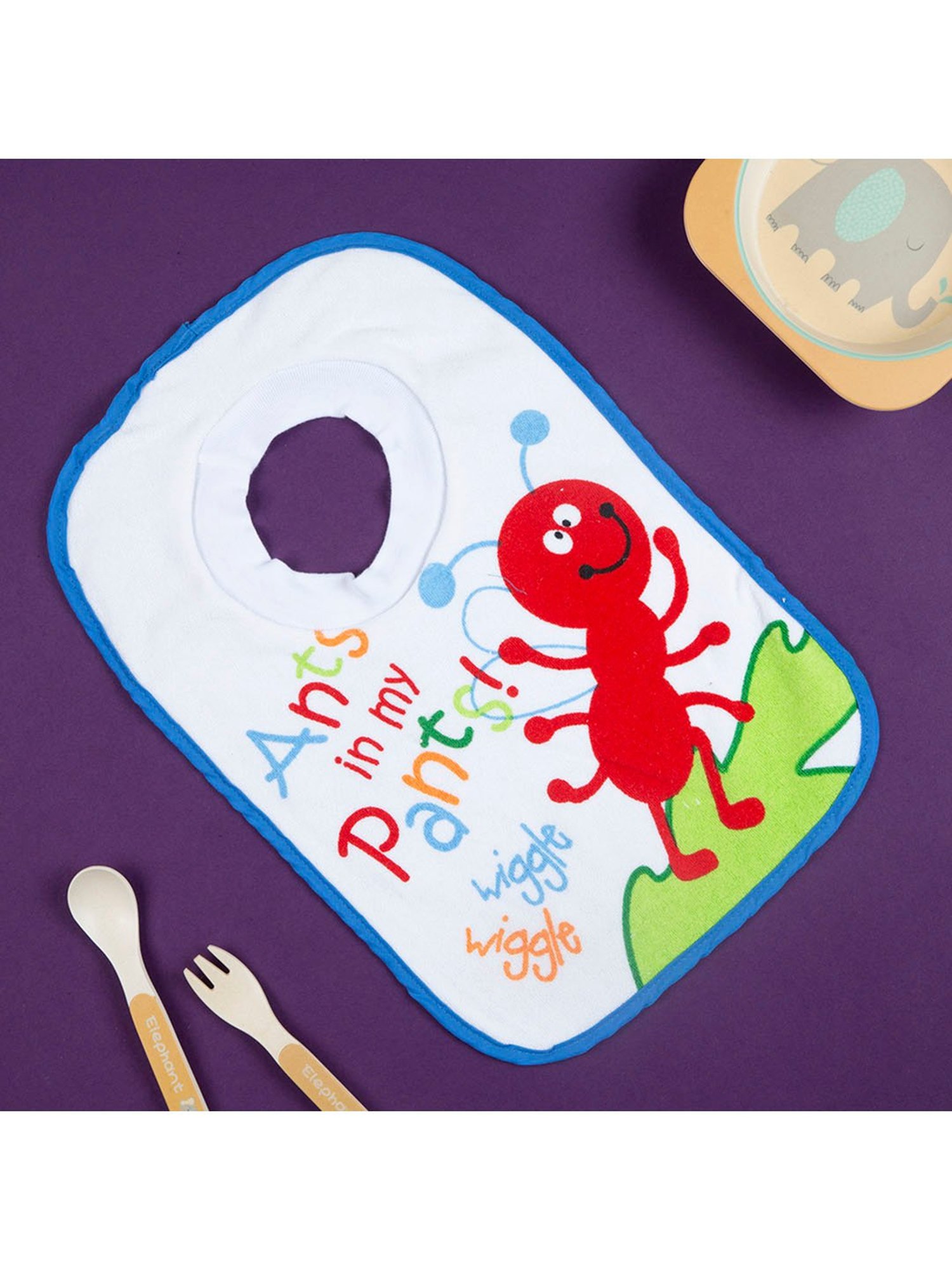 Baby Moo Wiggle Blue Bibs