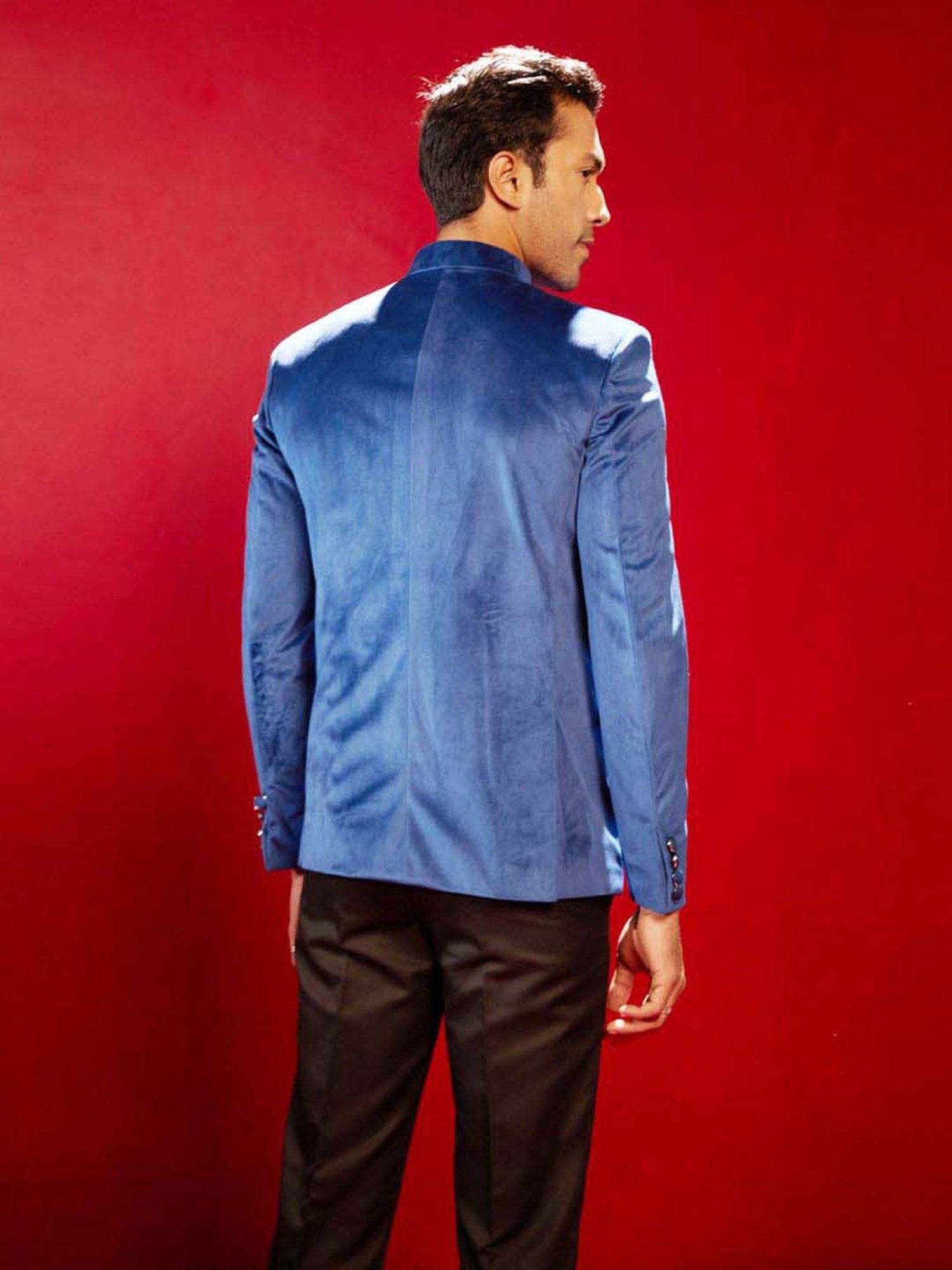 Vastramay Navy Regular Fit Ethnic Blazer