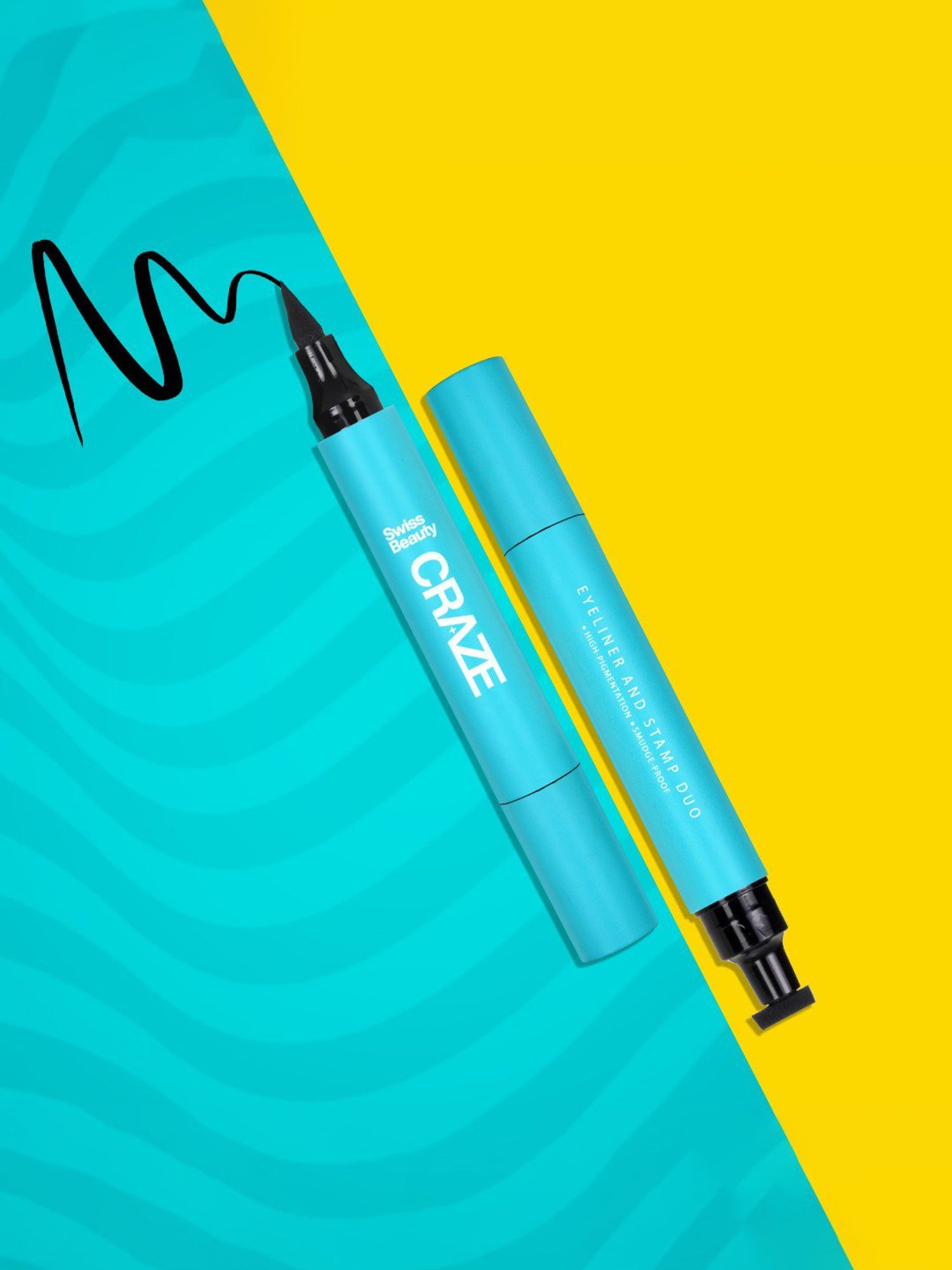 SWISS BEAUTY Craze Eyeliner and Stamp Duo Black - 2.8 ml