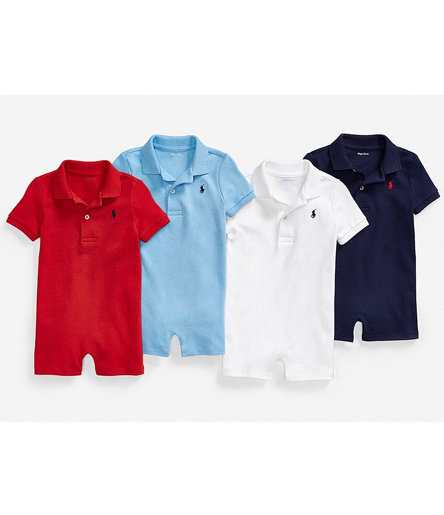 Ralph Lauren Childrenswear Baby Boys 3-24 Months Short-Sleeve Polo Interlock Shortall