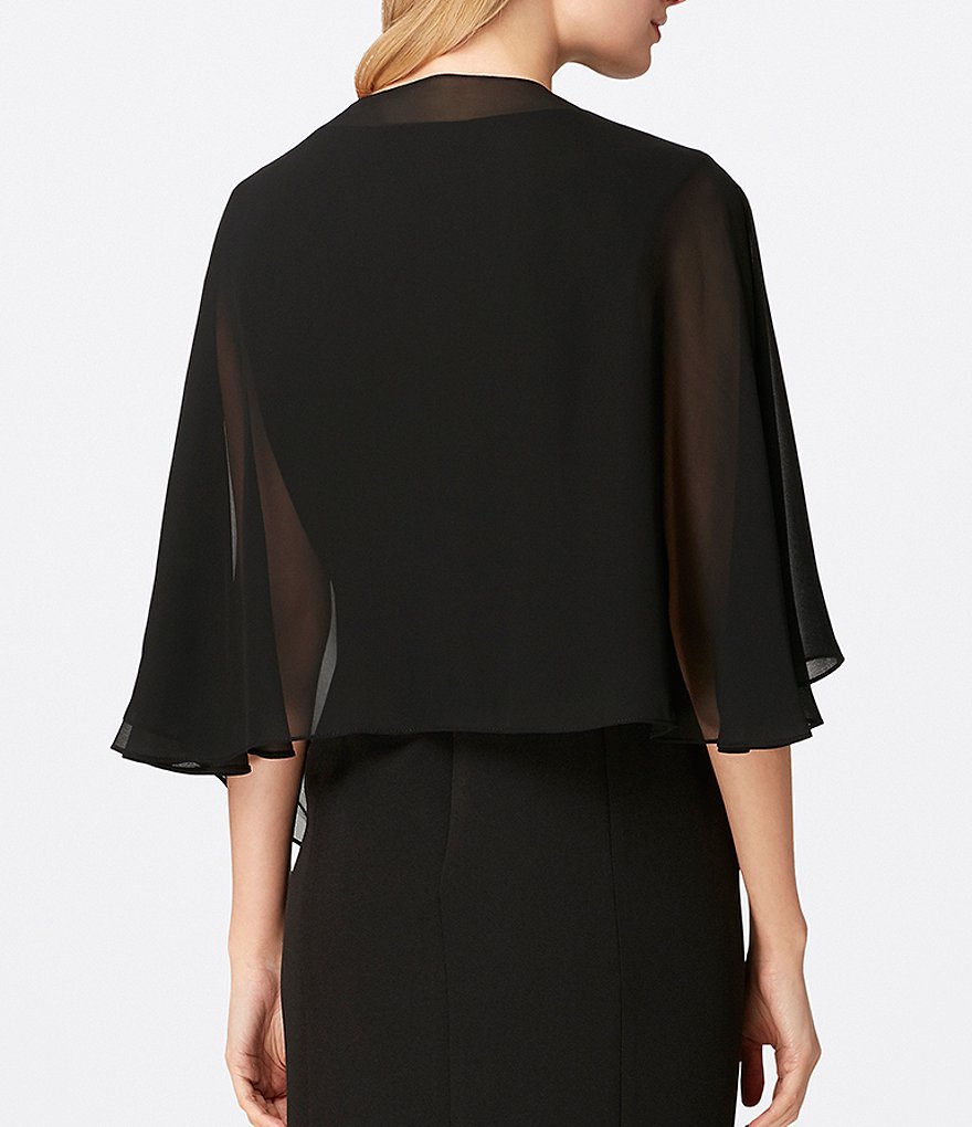 Cejon Metallic Crocheted Fringe Metallic Evening Wrap