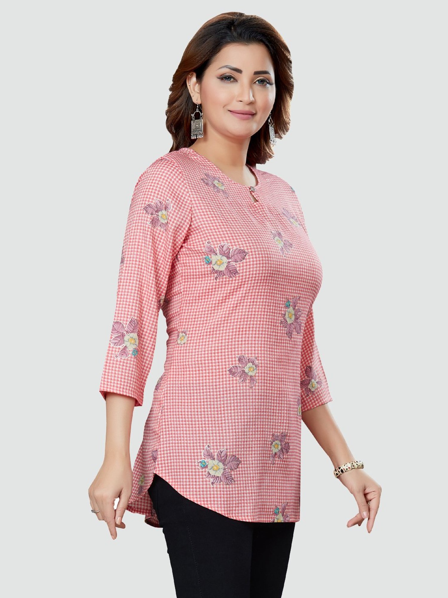 Saree Swarg Pink Printed Tunic