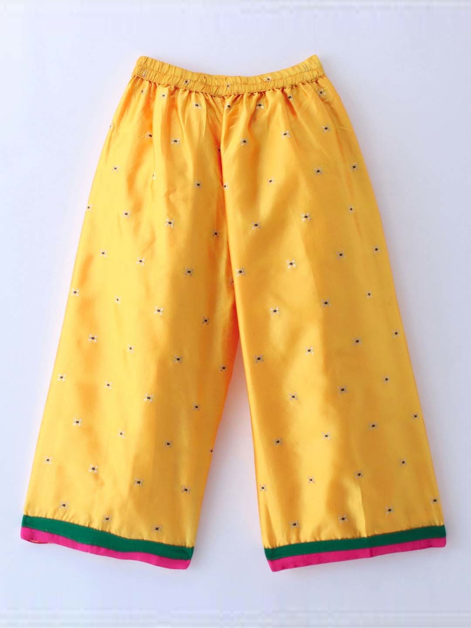 TWISHA Kids Sea Green & Yellow Self Pattern Top Set