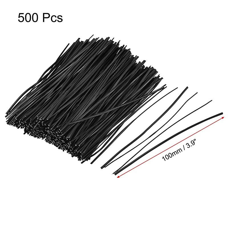 Metallic Twist Ties 100mmx18mm Plastic Black Cable Cord Ties 500pcs