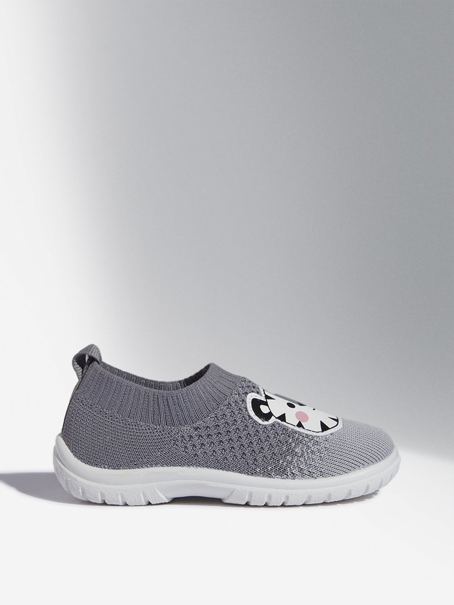 Yellow by Westside Grey Zebra Design Knitted Shoes