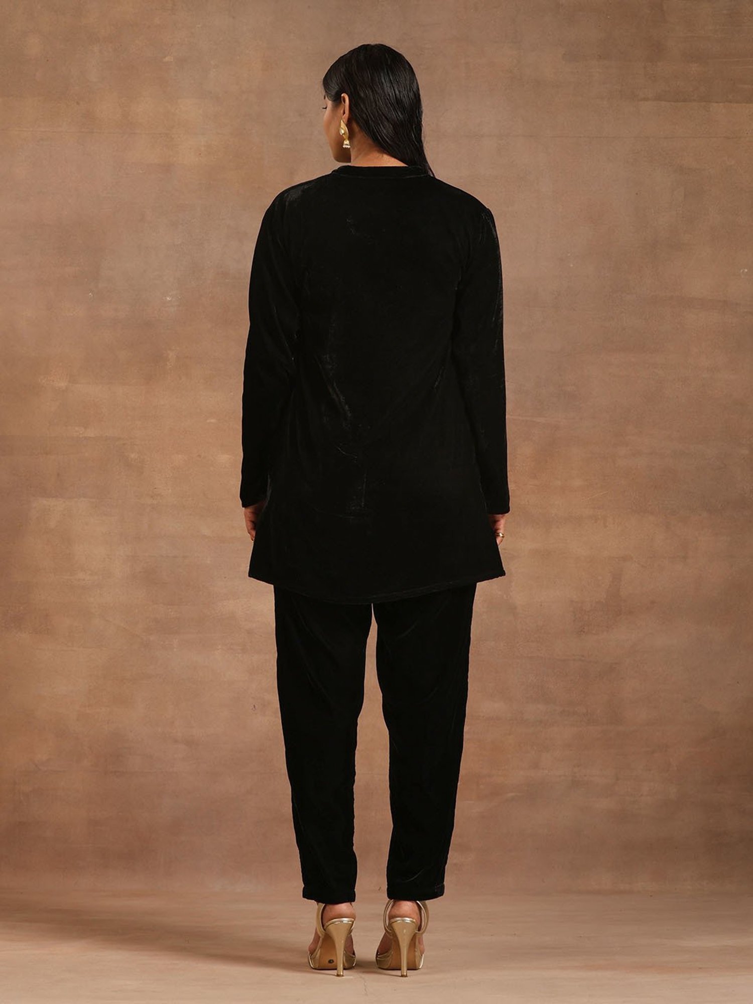 true Browns Black Velvet Kurta Pant Set