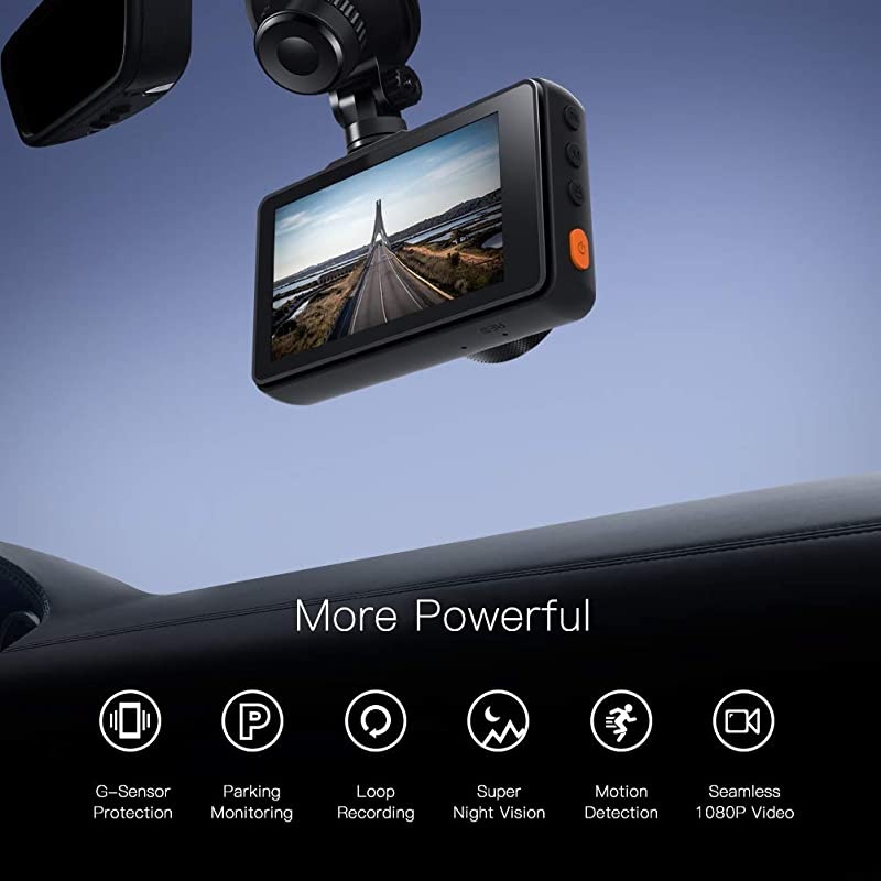 Dash Cam 1080P FHD DVR Car Driving Recorder 3 Inch LCD Screen 170&deg; Wide Angle, G-Sensor, WDR, Parking Monitor, Loop Recording, Motion Detection
