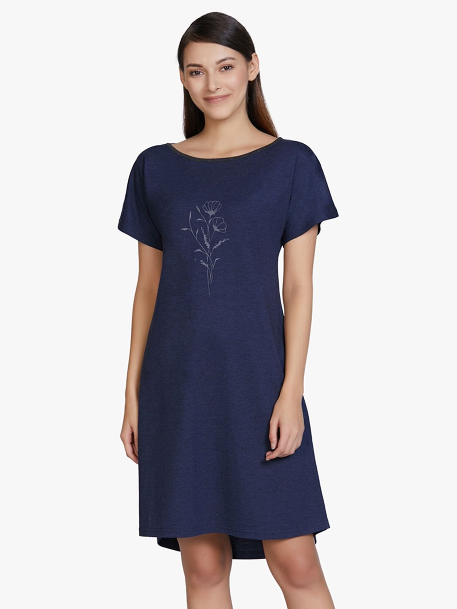Amante Navy Printed Night Dress