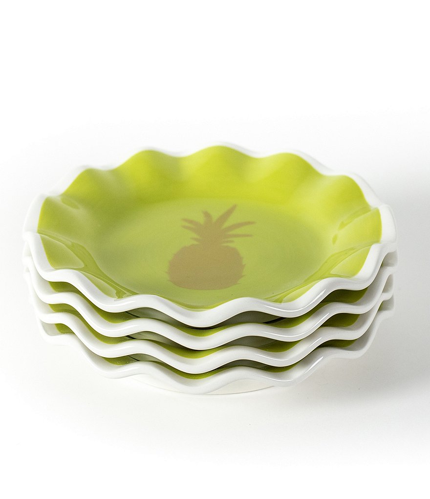 Coton Colors Pineapple Ruffle Plates Set of 4