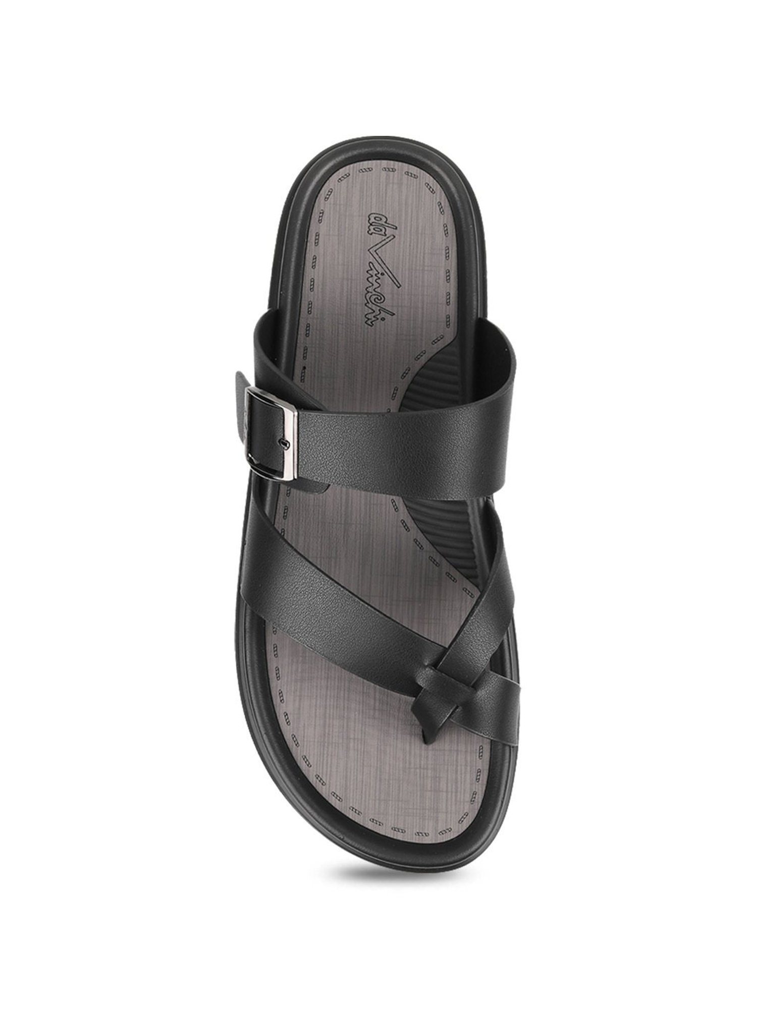 Da Vinchi by Metro Men's Black Toe Ring Sandals