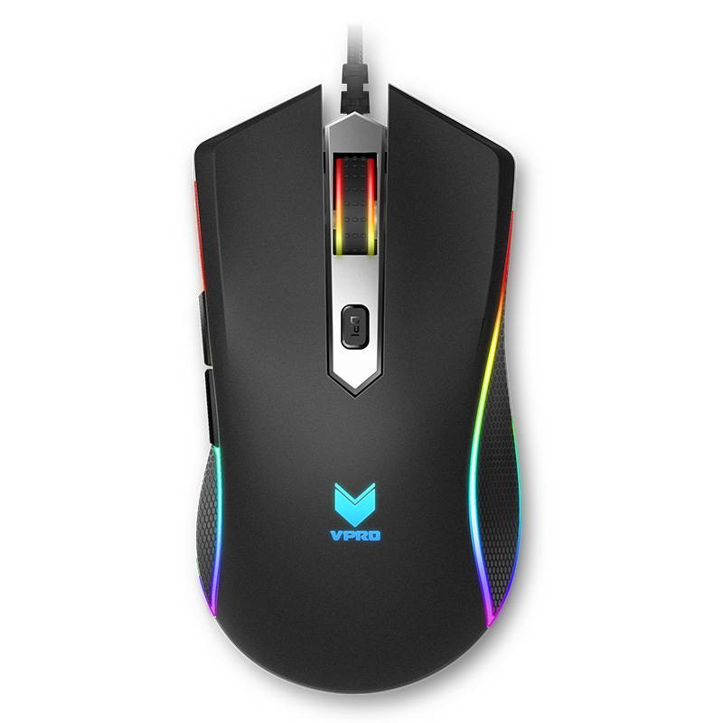 Rapoo V29S Ergonomic Design, Pixart 3320 Cool Exterior RGB Backlit LED  Light  Wired Gaming 7000DPI 7 Programmable Buttons Mouse  For Office And Game - Black