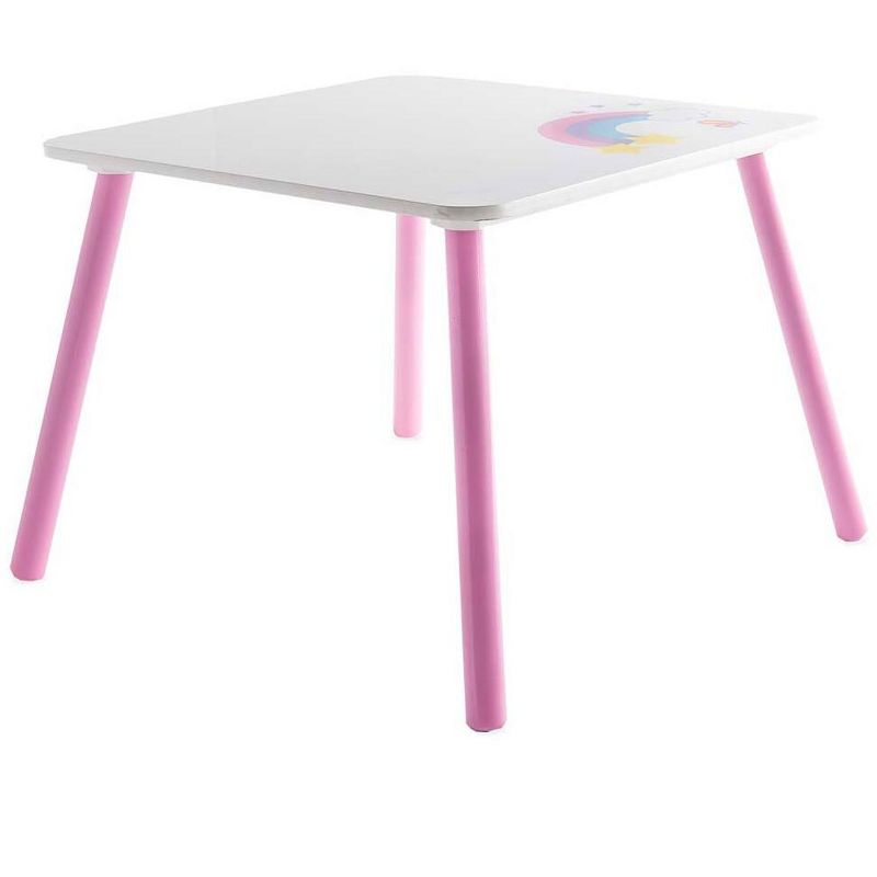 HearthSong Kids' Rainbow Unicorn Table and Two Chairs Playroom Furniture Set