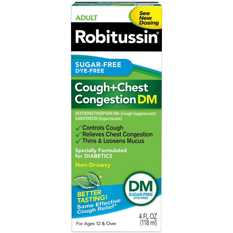 Robitussin Sugar-Free Cough + Chest Congestion DM Liquid - 4 fl oz