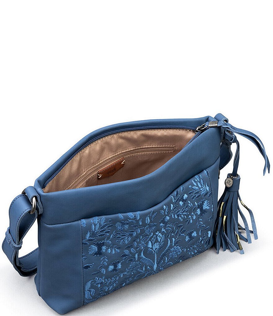 The Sak Melrose Top Zip Embossed Leather Crossbody Bag