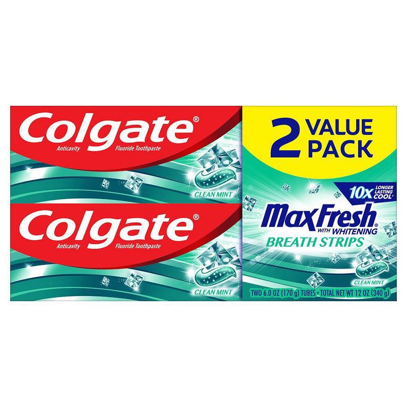 Colgate Max Fresh Toothpaste with Mini Breath Strips - Clean Mint - 6oz/2pk