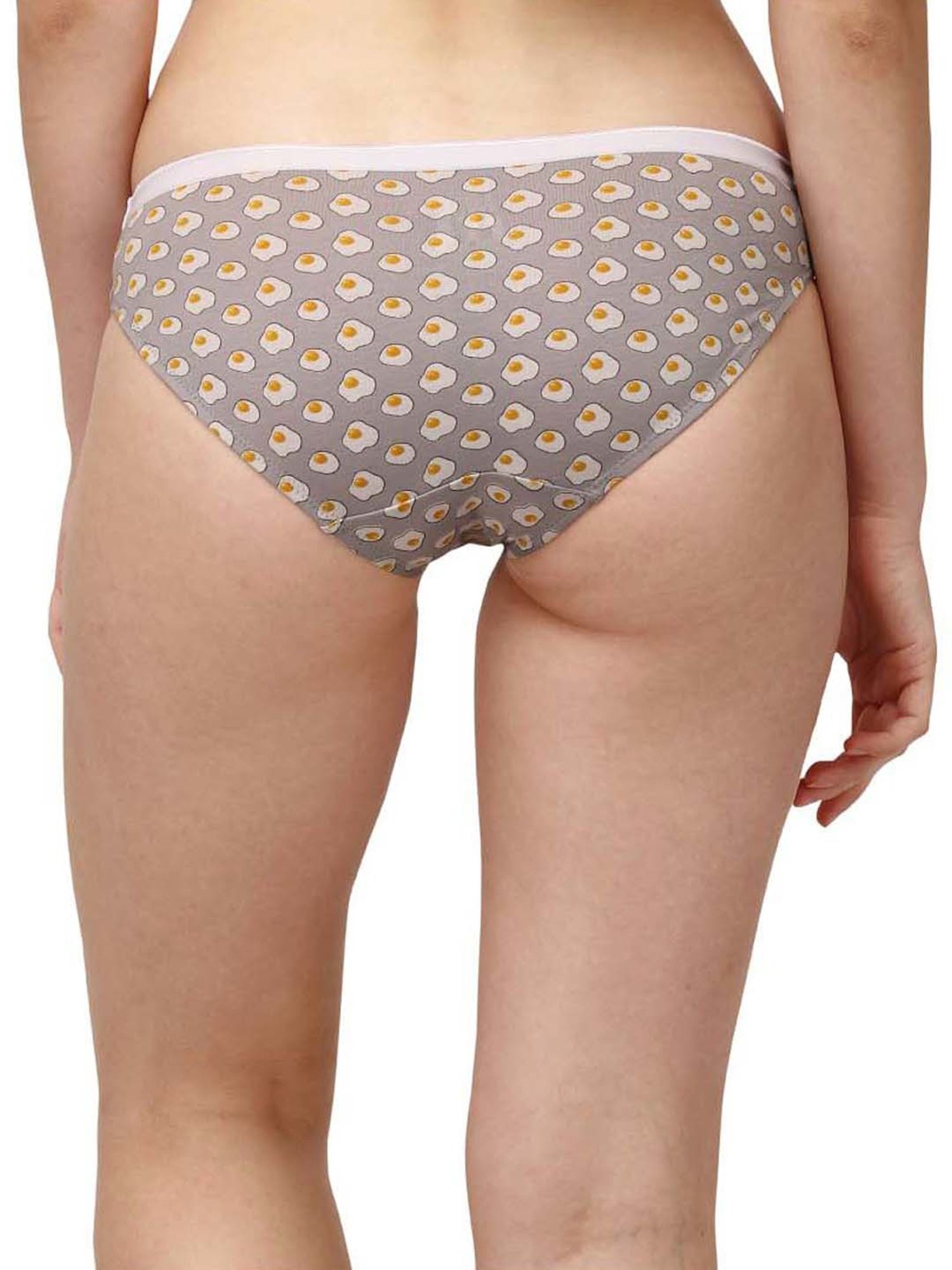 Soie White & Navy Cotton Printed Bikini Panties - Pack Of 6