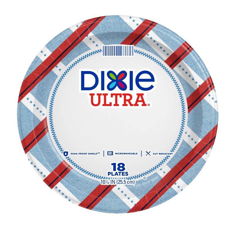 Dixie Ultra Plaid Disposable Plates - 10" - 18ct