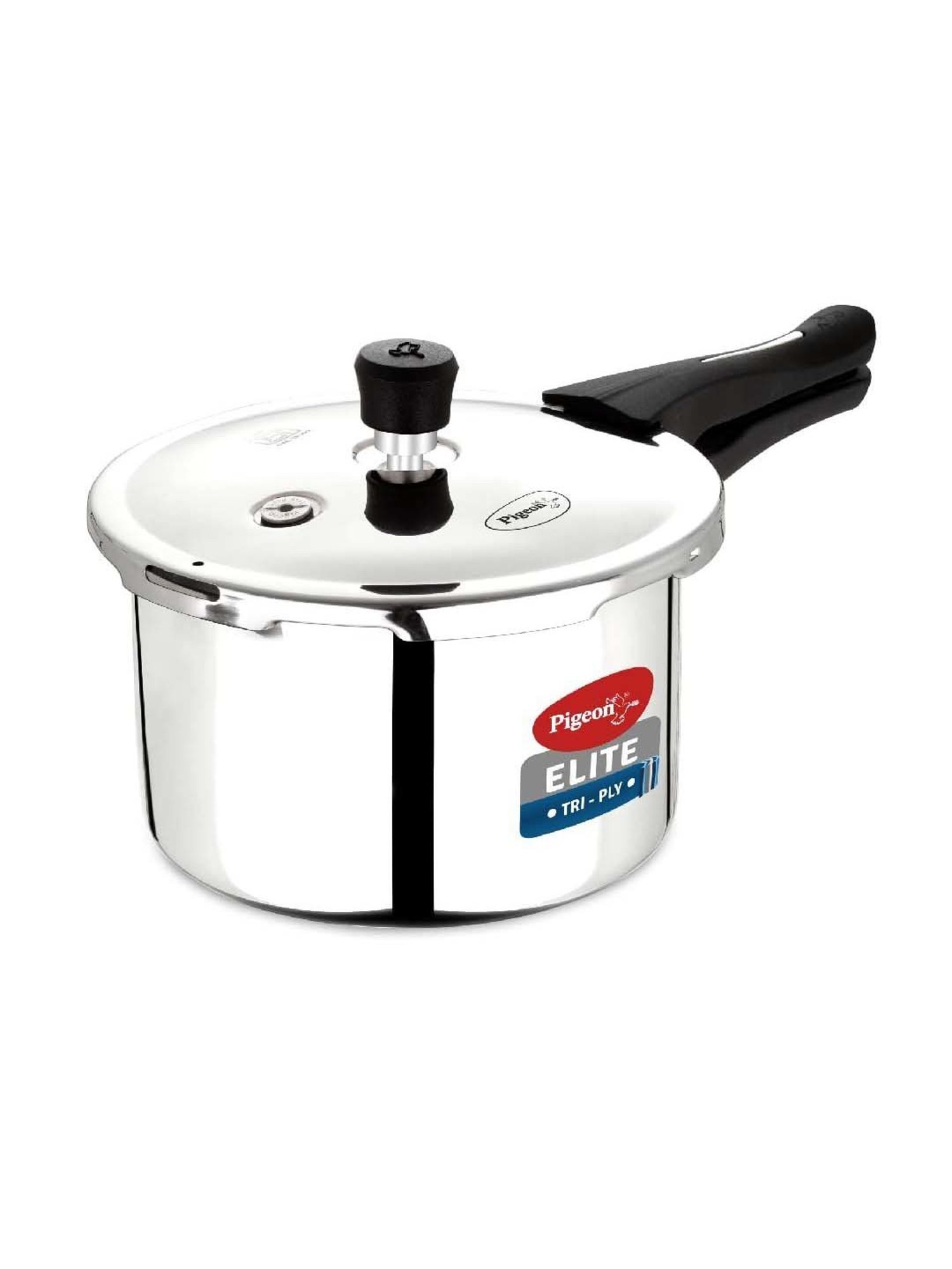 Pigeon Silver Stainless Steel Induction Elite Shine Triply Pressure Cooker (2 L)
