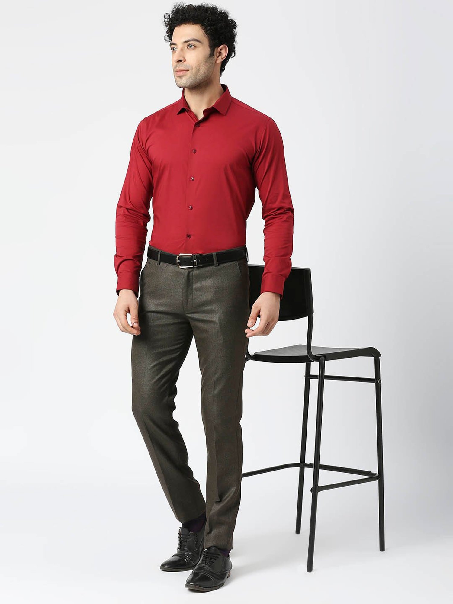 SOLEMIO Brown Slim Fit Trousers