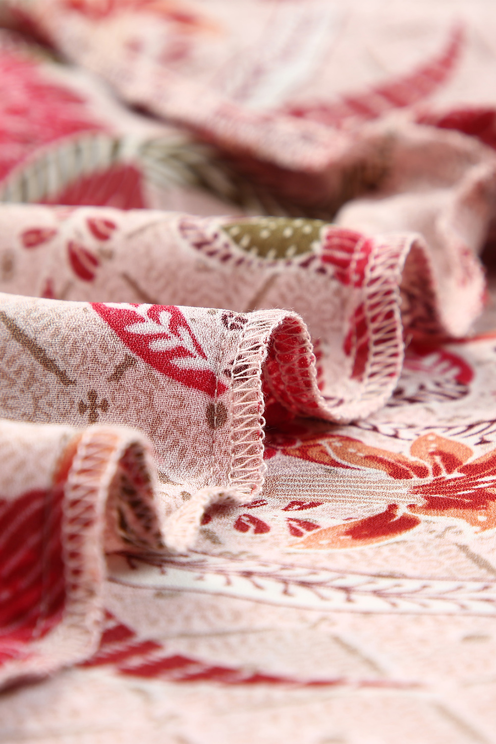 One World Apparel Jacquard Square Neck Short Sleeve Ivory Multi Floral Print Top