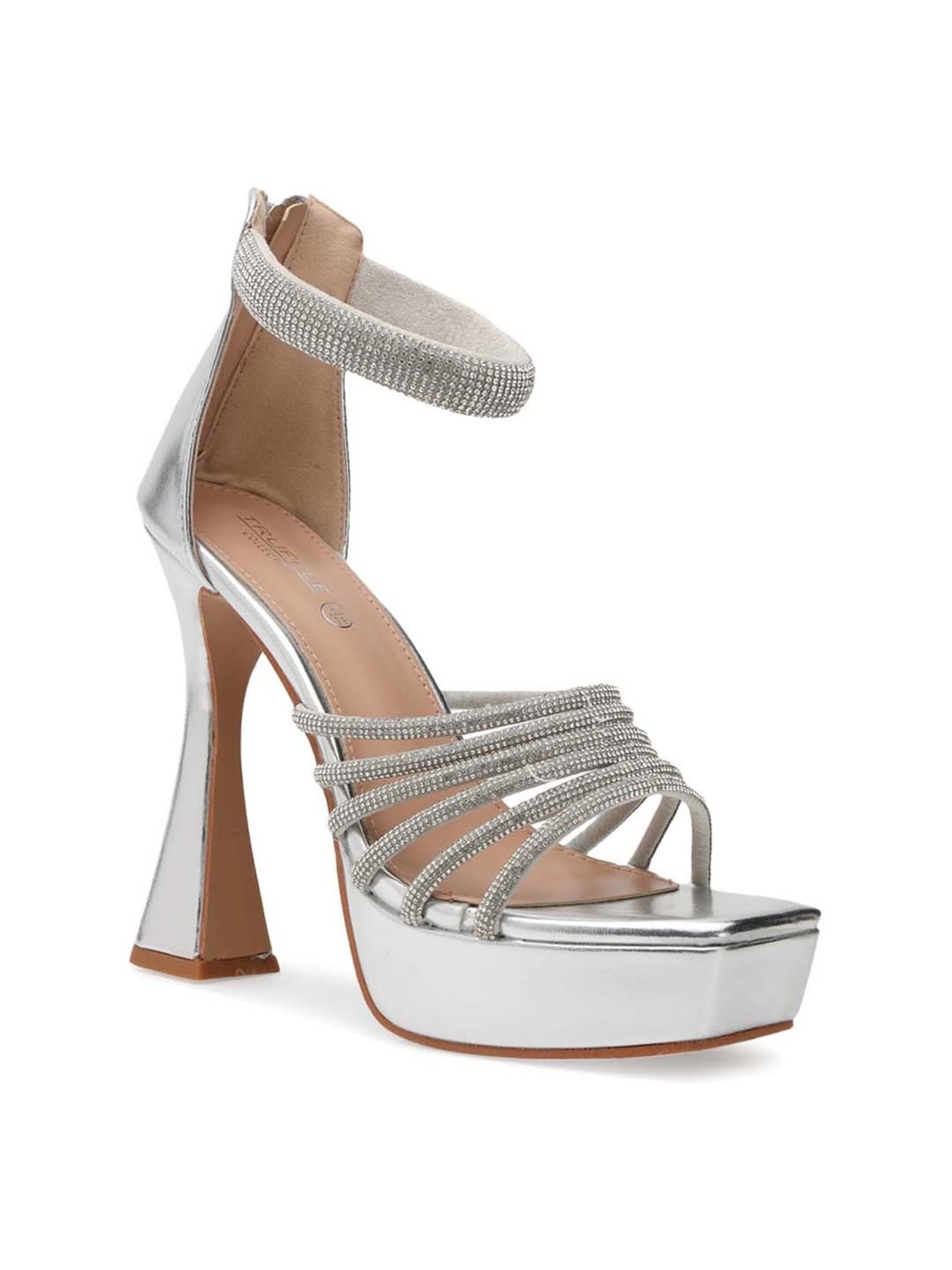 Truffle Collection Women's Silver Ankel Strap Sandal