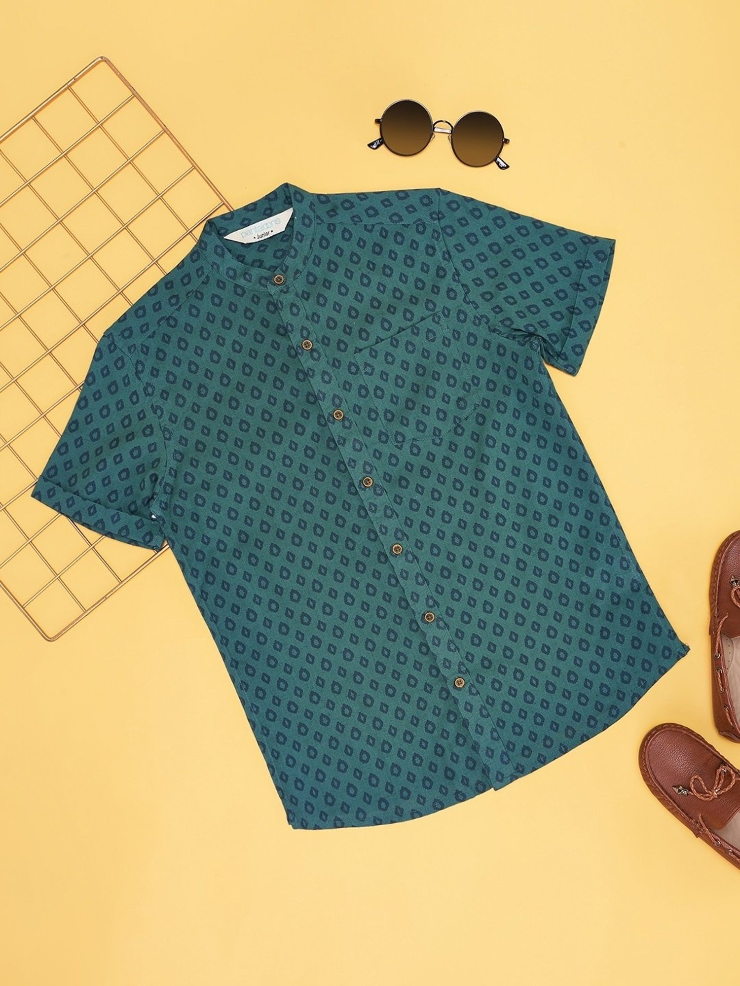 Indus Route by Pantaloons Boys Blue Print Shirt