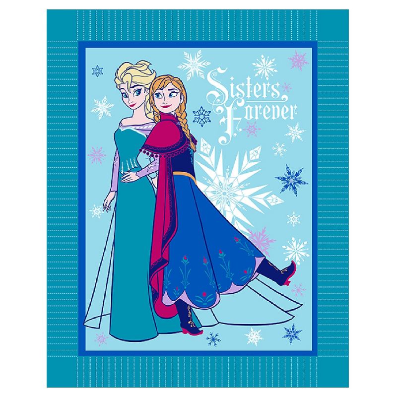 Disney Frozen Winter Magic, No Sew Micro Fleece Throw Kit, Blue, 43" Finished Width