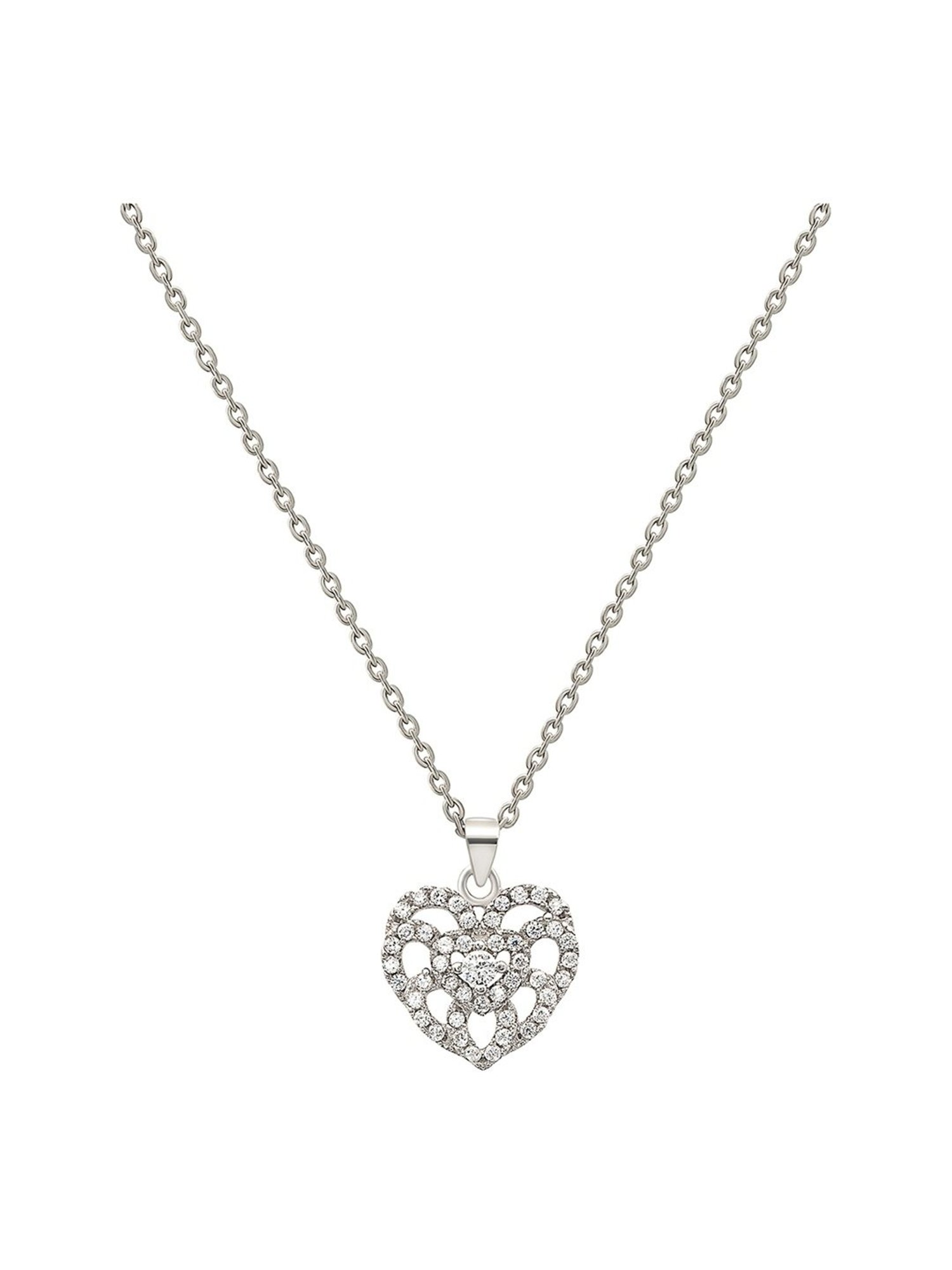 Silberry 92.5 Sterling Silver Heartfelt Pendant with Chain