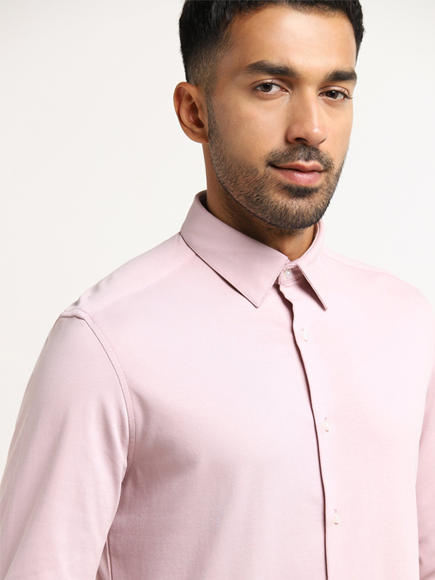 WES Formals by Westside Light Pink Solid Slim Fit Shirt