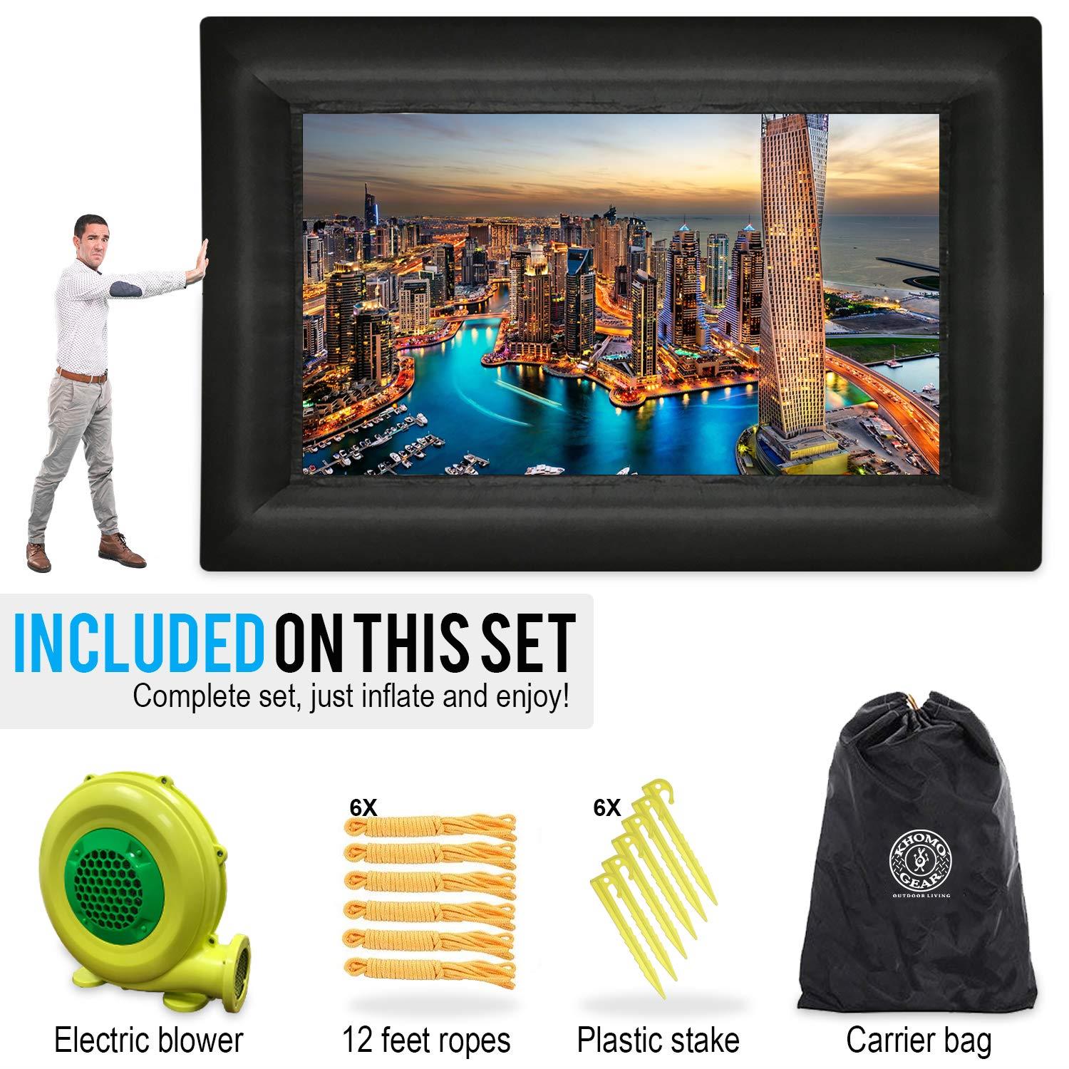 Jumbo 20 Feet Inflatable Outdoor and Indoor Theater Projector Screen - Includes Inflation Fan, Tie-Downs and Storage Bag