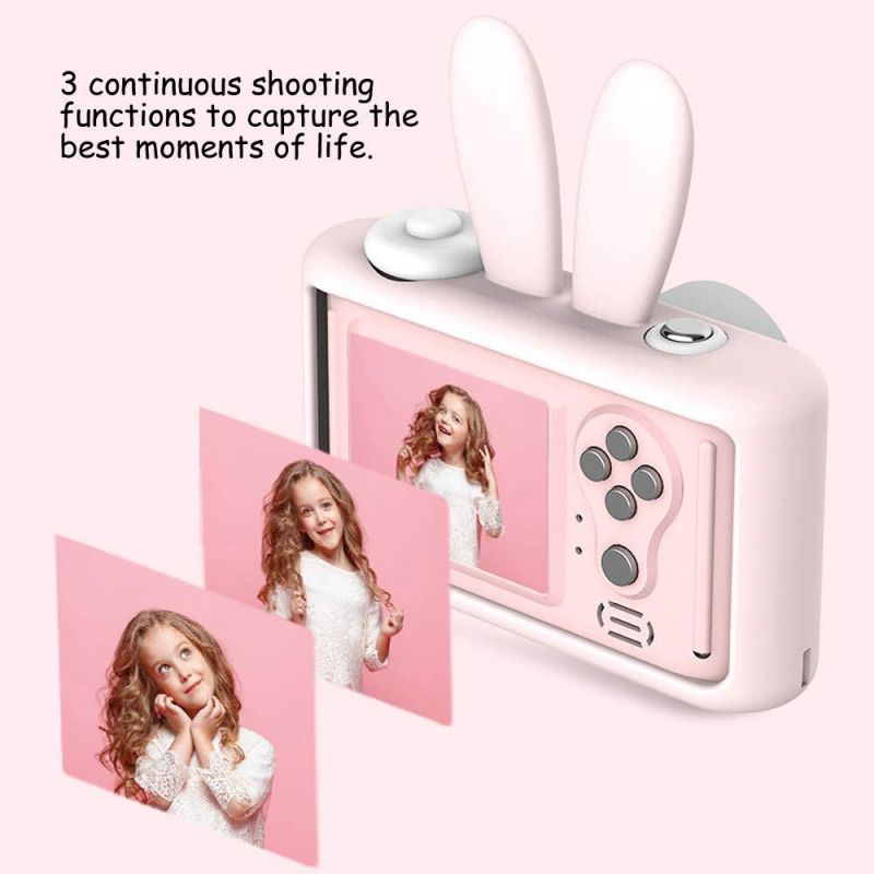 Tipmant Cartoon Smart Children's Digital Camera 8 MPX, 4X Optical Zoom, 2" IPS HD Screen, 17mm Lens for School Students Boys Girls Kids Gift (with 16GB TF Card,Pink Pig)