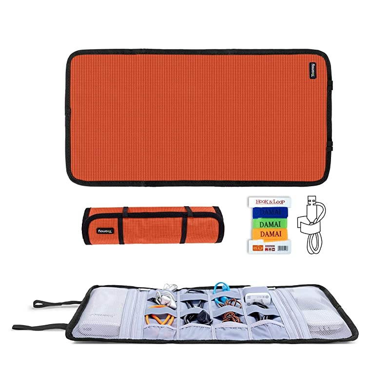Travel Cable Organizer Cord BagUSB Drive Shuttle CaseElectronics Accessory Organizer Orange