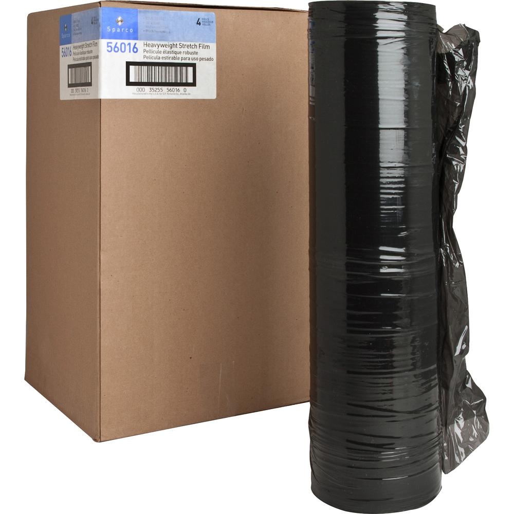Sparco Stretch Film Heavyweight 80 Gauge 8"x1500' RL 4/CT Black 56016