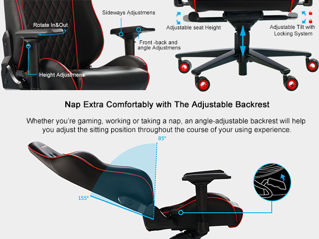 EWin Gaming and Office Chair CPF Champion Series Ergonomic Chair With Pillows (Black)