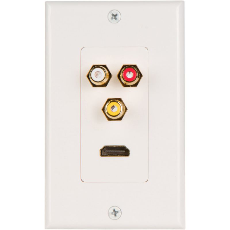 Buyer's Point HDMI Pigtail RCA Wall Plate [UL Listed] with Single Gang Low Voltage Mounting Bracket Device Pack of 10 with White Kit