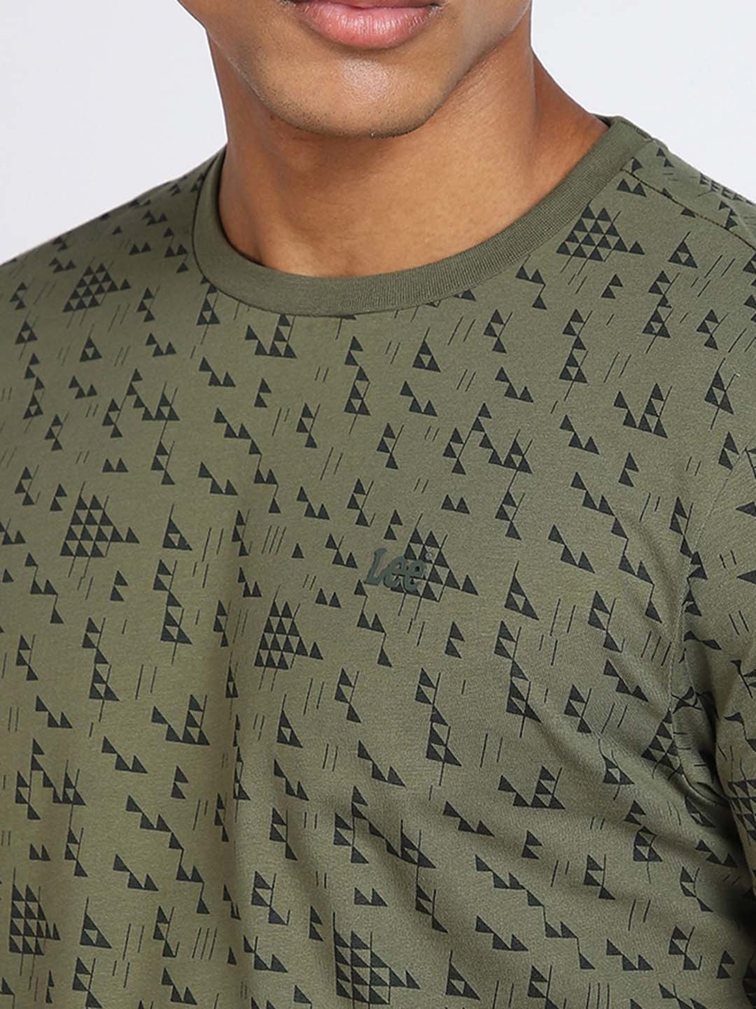Lee Green Slim Fit Printed Crew T-Shirt
