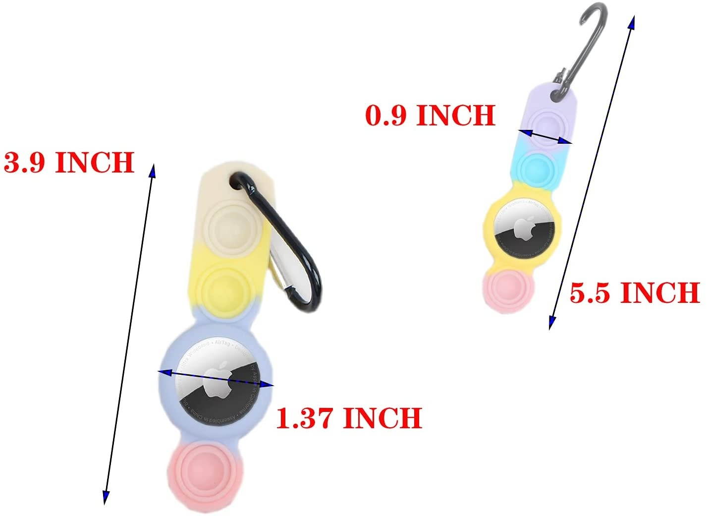 Fidget Toys Case for AirTag Finder, 1-Pack Anti-Scratch Protective Silicone Cover with Keychain Compatible with AirTags 2021 (Rainbow-F)