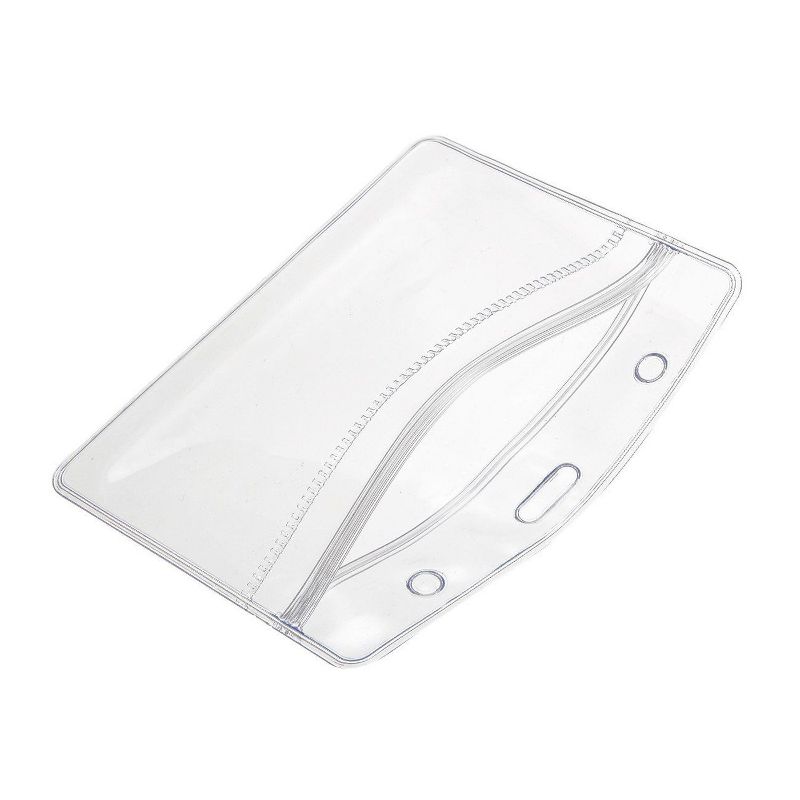 100 ID Badge Holder Horizontal Plastic Name Tag Waterproof Resealable Clear, 4x3