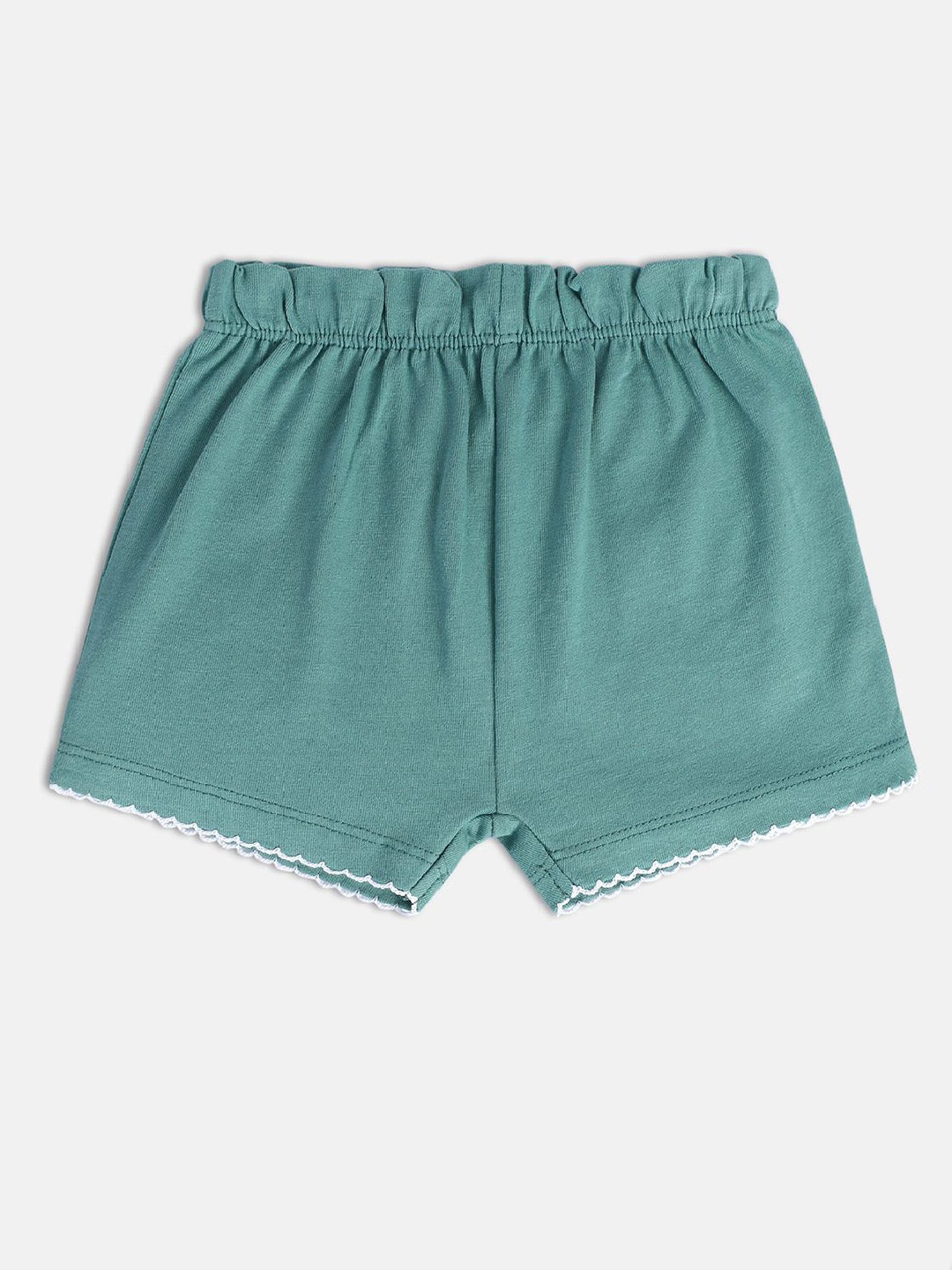 MINIKLUB Kids Grren & Purple Solid Shorts (Pack Of 2)