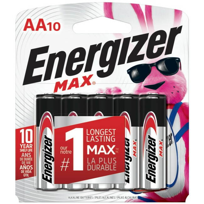 Energizer Max AA Batteries, 1.5 volt Alkaline, Pack of Ten