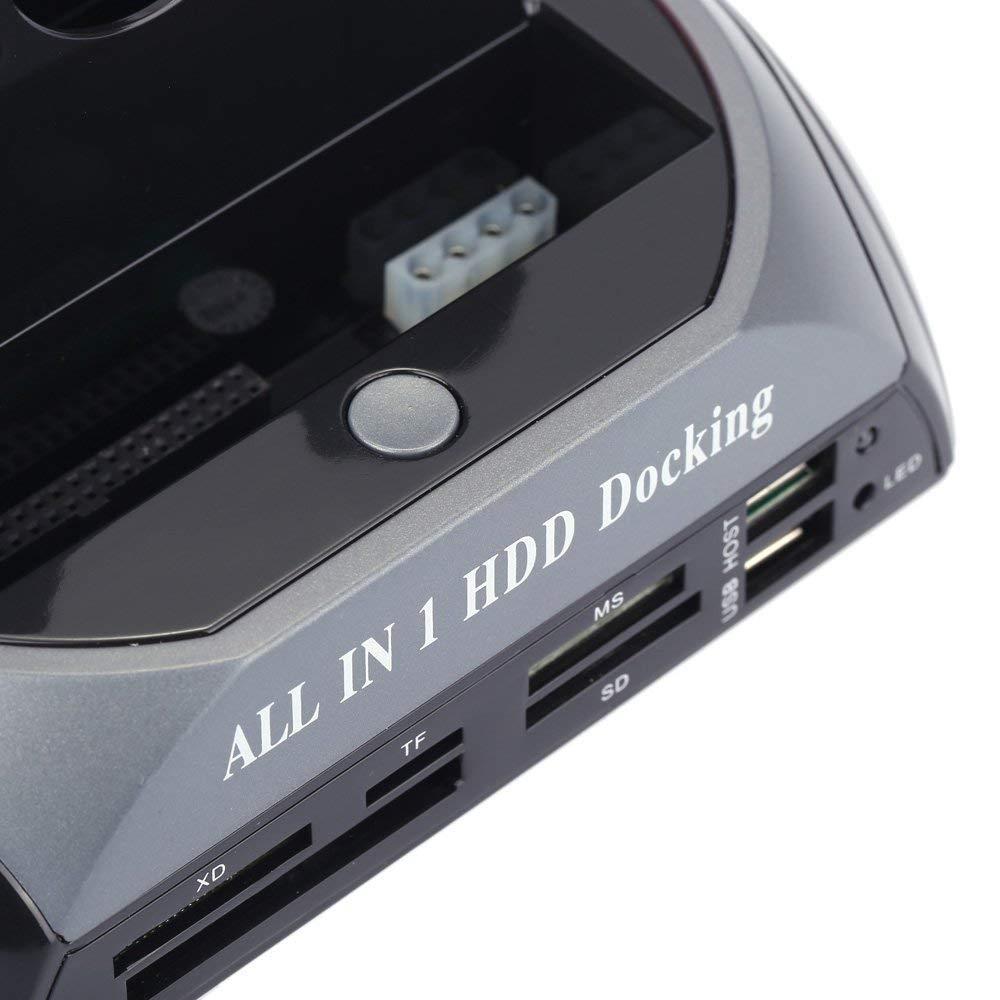 Docooler 2.5" 3.5" SATA/IDE HDD 2-Dock Dual Bay Hard Drive Docking Station e-SATA Card Reader Hub